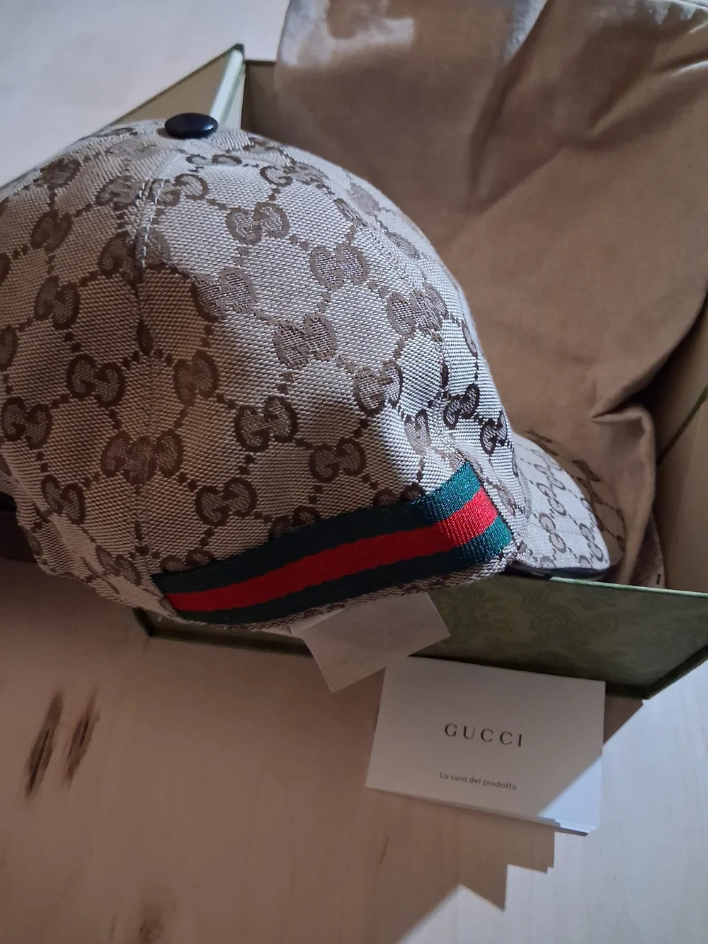 Gucci Brown/Beige GG Canvas Baseball Cap with Black Interior